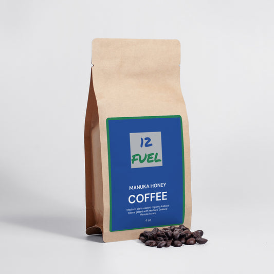 Manuka Honey Coffee — Medium-Dark Roast Arabica, Glazed with New Zealand Manuka (4oz Whole Bean)