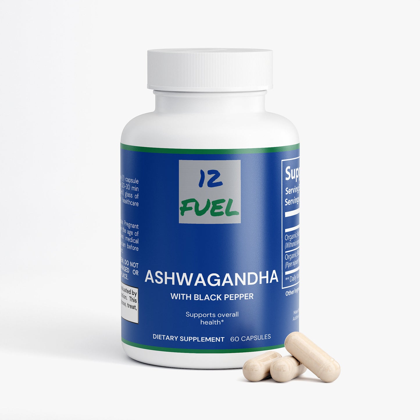 Ashwagandha — Organic Root + Black Pepper (60 Capsules)