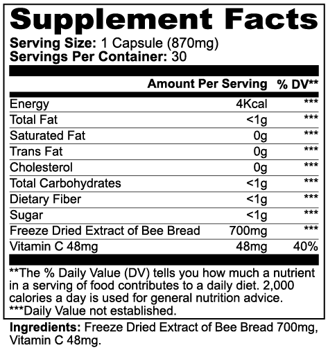 Bee Pearl — Bee Bread + Vitamin C (30 Capsules)