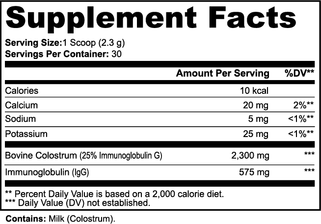 Colostrum Powder 25 percent IgG 2300 mg