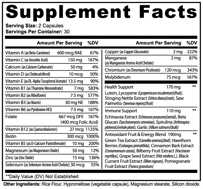 Complete Multivitamin — Daily Vitamins, Minerals & Antioxidant Blend (60 Capsules)