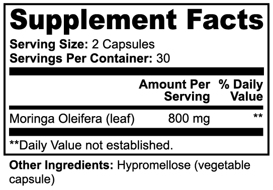 Moringa Pure — Whole-Leaf Moringa Oleifera (Vegan Capsules, 60 ct)