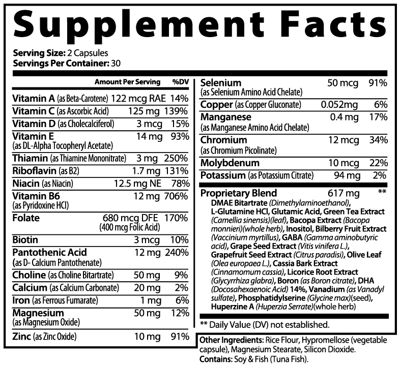 Brain & Focus Formula — Daily Cognitive Support (60 Capsules)