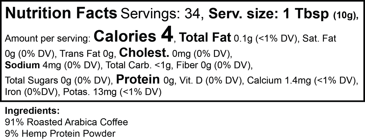 Hemp Harvest Coffee (Medium Roast) — Arabica + Hemp Protein (12 oz)